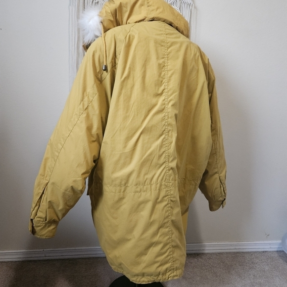 Vintage Yellow FoxRun Jacket Fur Lined Hood XL/XXL - Picture 3 of 10